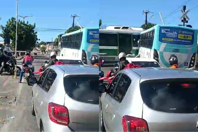 Um trem colidiu com um ônibus da linha 120 - Vila do Mar/Náutico na tarde dessa quarta-feira, 25, em Fortaleza