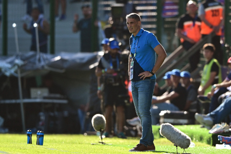 Técnico Juan Pablo Vojvoda na partida do Fortaleza contra a LDU, pela final da Copa Sul-Americana de 2023