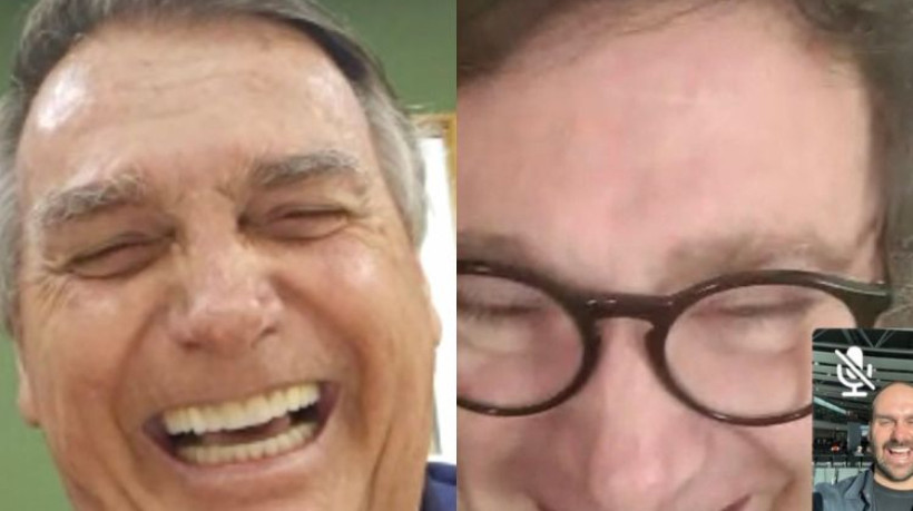 Jair Bolsonaro em videoconferência com Javier Milei