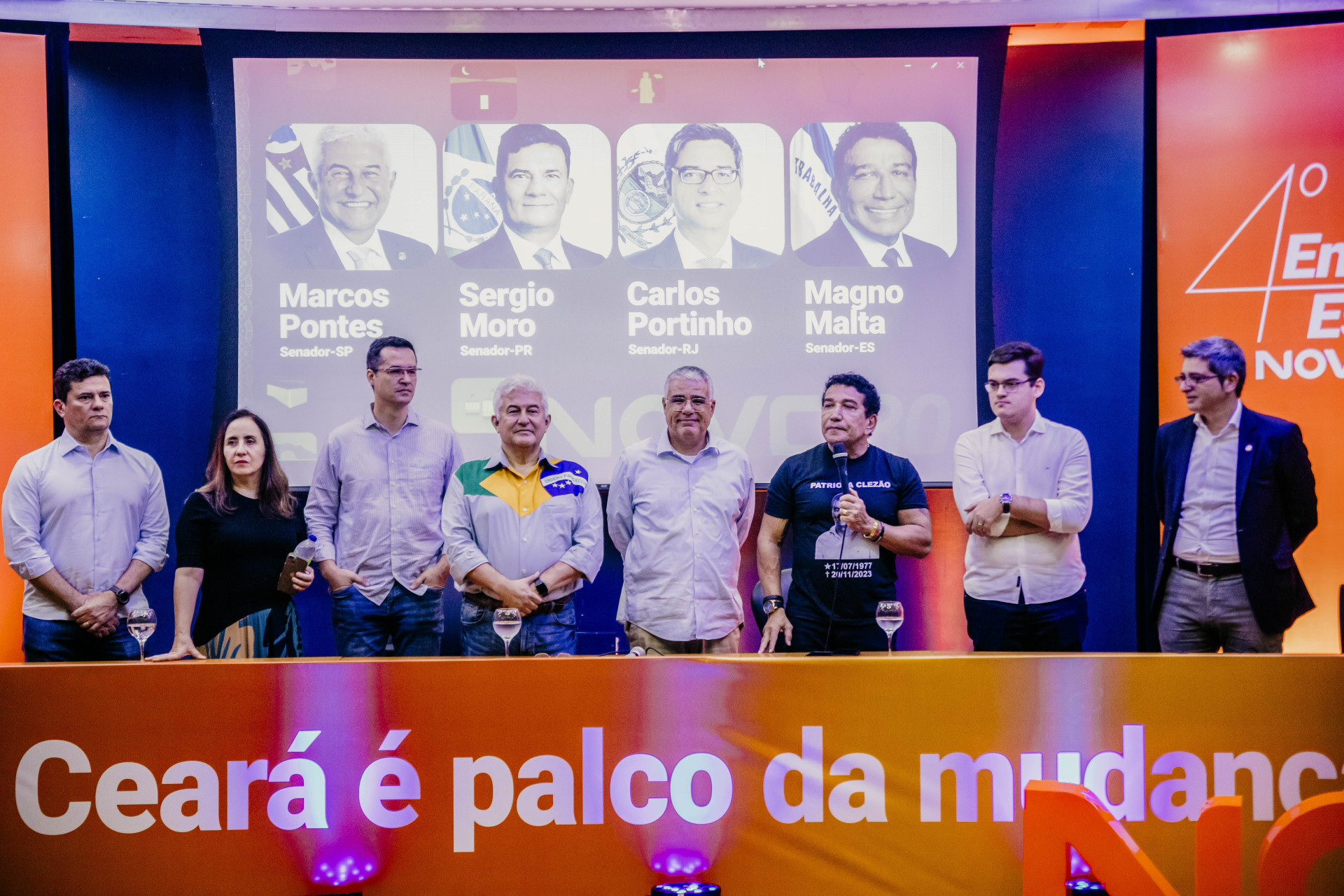 ￼Moro, Dallagnol e Magno Malta estavam entre os políticos nacionais que vieram prestigiar Girão (Foto: Divulgação/Partido Novo
)