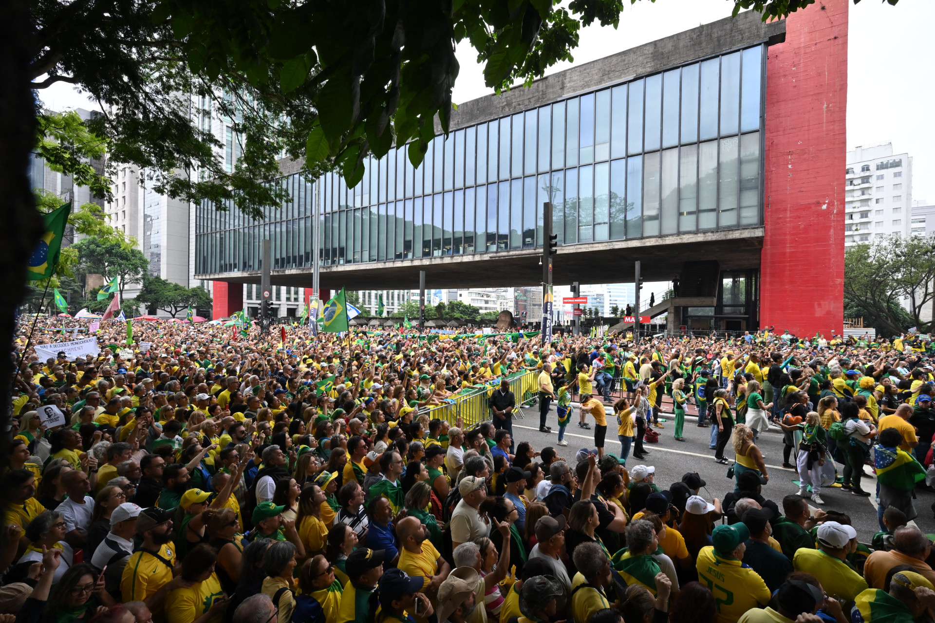 ￼Manifestantes lotaram apenas a área da Paulista próxima ao Masp (Foto: NELSON ALMEIDA / AFP)