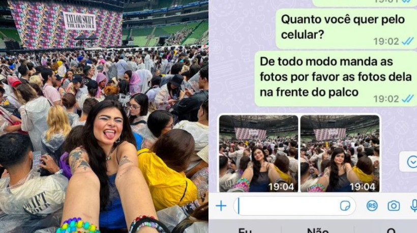 A jovem entrou em contato com o ladrão pelo Whatsapp e ele enviou as fotos do show da Taylor Swift.