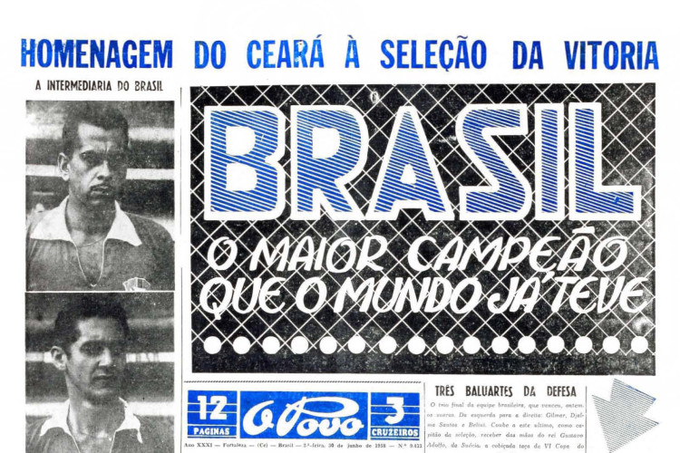 Capa da edição do dia 3 de julho de 1958 leva Zagallo ao lado de Pelé