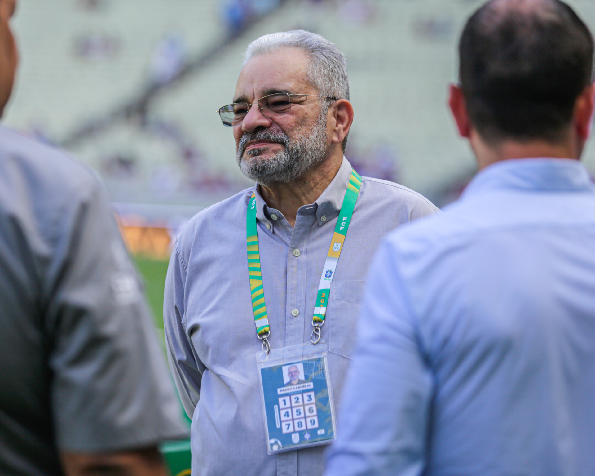 Mauro Carmélio, presidente da FCF, no jogo Fortaleza x Horizonte, no Castelão, pelo Campeonato Cearense 2024 (Foto: Lucas Emanuel/FCF)