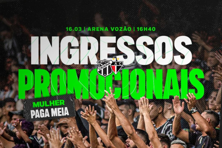 Com ingressos a partir de 10 reais e mulheres com direito a pagar meia entrada, o Alvinegro de Porangabuçu convocou a torcida