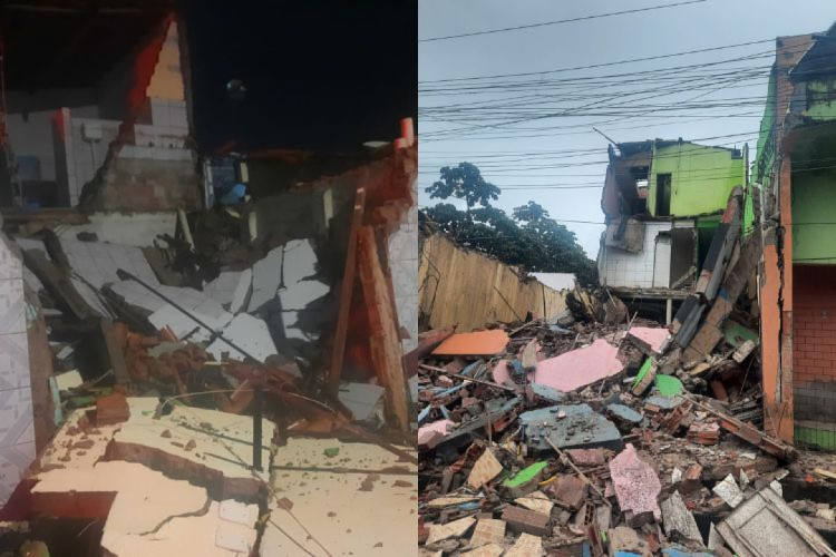 Um desabamento foi registrado no Bairro Jereissati II, em Maracanaú e outro no Bairro Mondubim, em Fortaleza