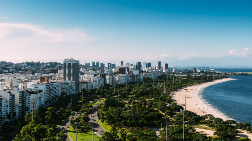 Santos Dumont Airport, Ponte Rio-Niteroi, Financial District and Guanabara Bay all visible