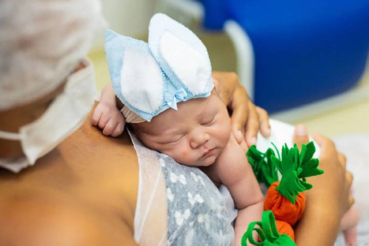 Bebês na UTI neonatal participam de ensaio fotográfico de Páscoa