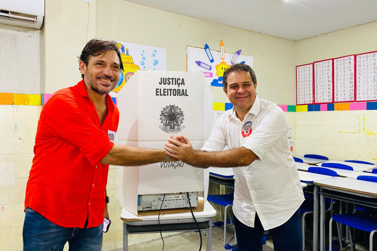 Presidente do PT Fortaleza, Guilherme Sampaio, e o presidente da Assembleia Legislativa do Ceará, Evandro Leitão