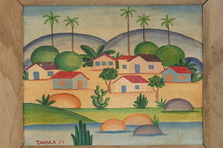 Na foto, obra de arte falsificada no nome de Tarsila do Amaral, vendida à 16 mil reais na feira SP-Arte.