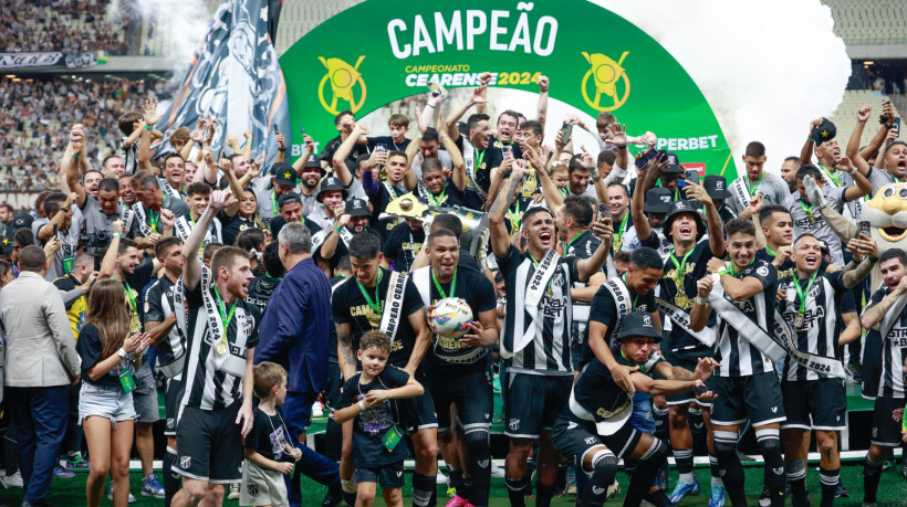 Jogadores do Ceará comemoram título do Campeonato Cearense de 2024