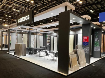 Estande da Cerbras na feira Coverings, em Atlanta, nos Estados Unidos. 