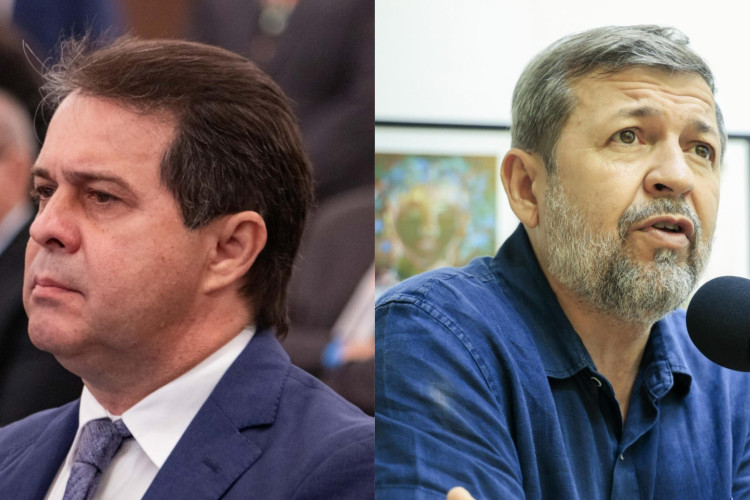 O presidente da Alece e pré-candidato à Prefeitura de Fortaleza, Evandro Leitão e o vice-prefeito Élcio Batista (PSDB)