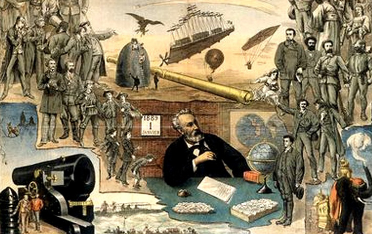 Verne foi visionário. Ele imaginou, quase 200 anos atrás,  tecnologias que viriam a surgir muito depois: televisão, ar condicionado, fax, viagem à Lua...Ele pesquisava as inovações científicas da época e avançava adiante, surpreendendo pelo olhar profétic