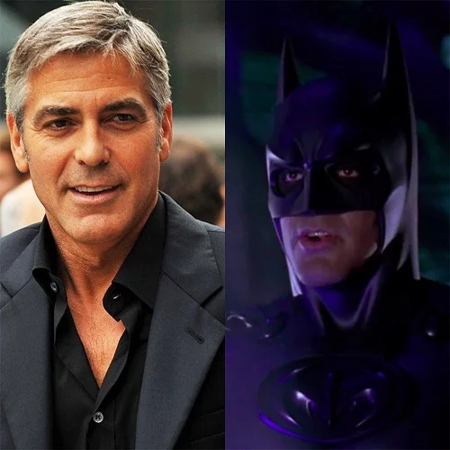 George Clooney: Na volta de Joel Schumacher na direção, o escolhido da vez para interpretar o Batman foi George Clooney, em Batman & Robin (1997). O filme, no entanto, foi um completo desastre de público e crítica.