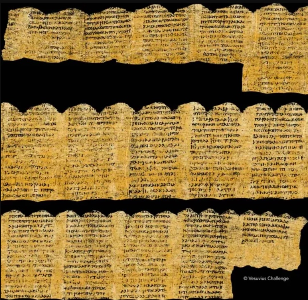 O pergaminho é um dos 800 chamados Papiros de Herculano, que foram queimados pela erupção do Monte Vesúvio, na Itália.