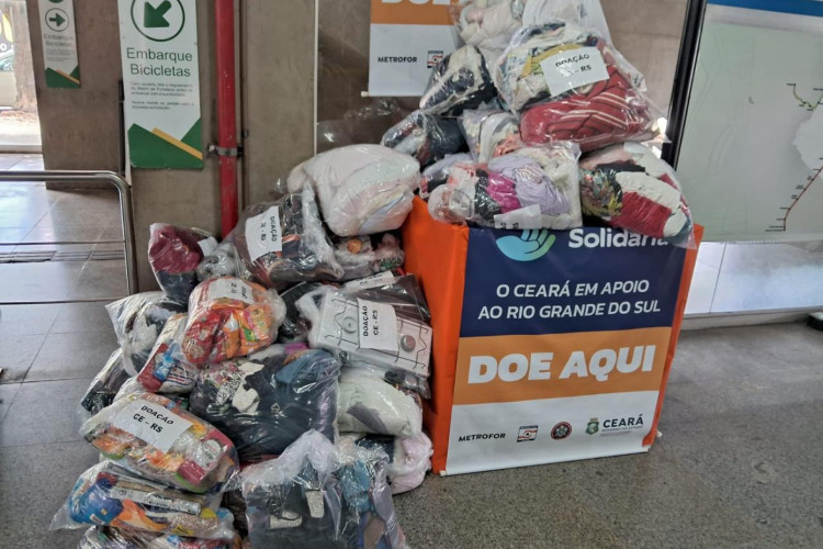 Doações arrecadadas no Ceará para as vítimas das enchentes no Rio Grande do Sul 