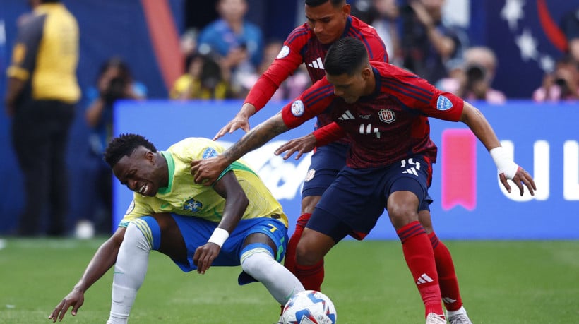 Vinicius Jr., atacante do Brasil, em jogo diante da Costa Rica, pela Copa América 