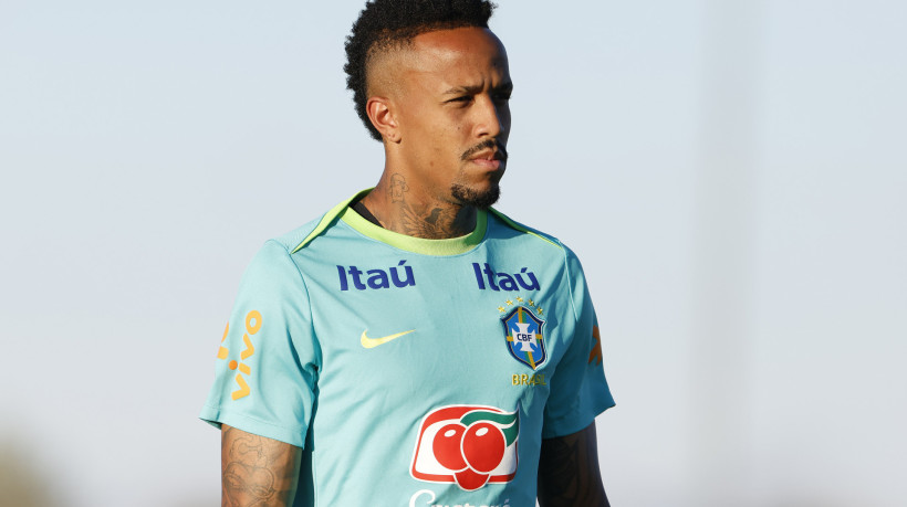 Zagueiro Eder Militão em treino da seleção brasileira no Bettye Wilson Soccer Complex, em Las Vegas, nos EUA