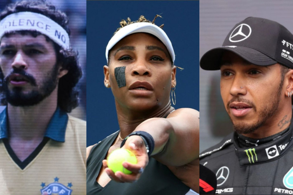 Sócrates, Serena Williams e Lewis Hamilton(Foto: FRANCK FIFE/AFP,  Vaughn Ridley/GETTY IMAGES NORTH AMERICA/AFP e Lars BARON/POOL/AFP)