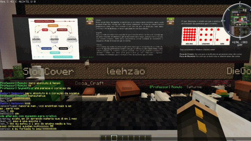 Helton criou salas de aula no Minecraft para ajudar os alunos a se preparem para o vestibular 
