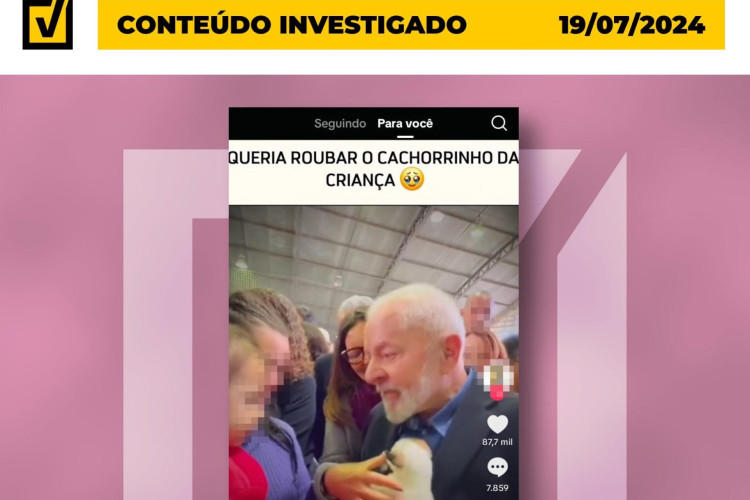 Perfil de conteúdos de humor fez montagem a partir de vídeo postado por Lula, no qual conversou com uma menina que estava com cachorro