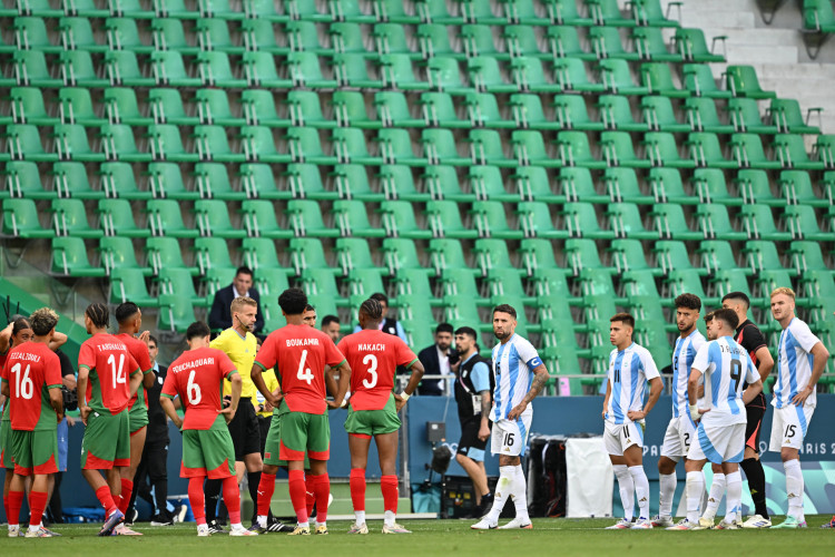 Partida entre Marrocos e Argentina, pelas Olimpíadas de Paris, ficou parada por mais de uma hora. 