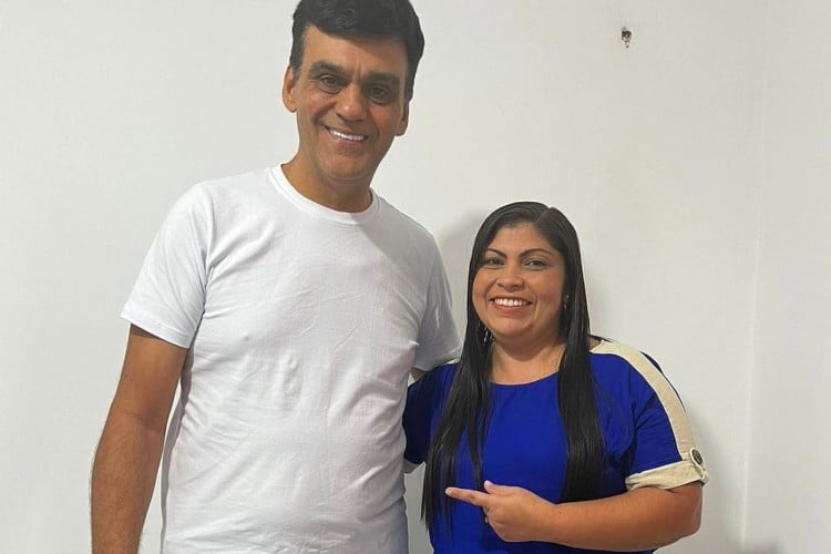 Naumi Amorim (PSD), ex-prefeito e pré-candidato em Caucaia, ao lado da presidente estadual do PMB, Lidiane Leite. Partido apoiava postulação de Waldemir Catanho (PT)