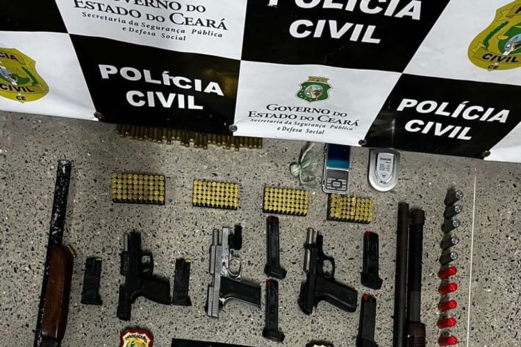 Oito armas de fogo e munições foram apreendidas na captura