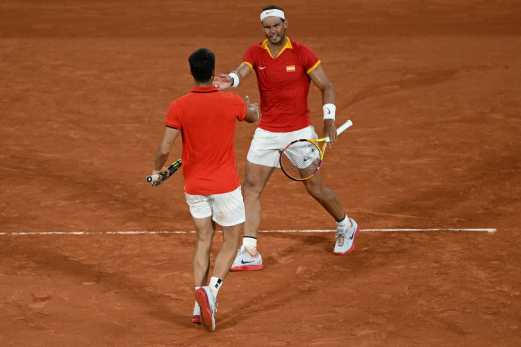 A dupla espanhola Rafael Nadal e Carlos Alcaraz disputou as quartas de final do tênis nos Jogos Olímpicos de Paris 2024 nesta quarta-feira, 31