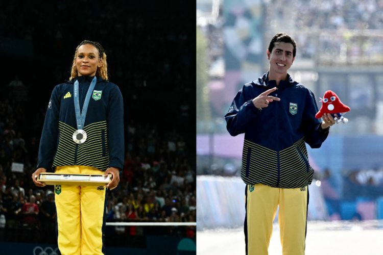 Rebeca Andrade e Caio Bonfim pegaram pódio para o Time Brasil com pratas nesta quinta-feira, 1°. 