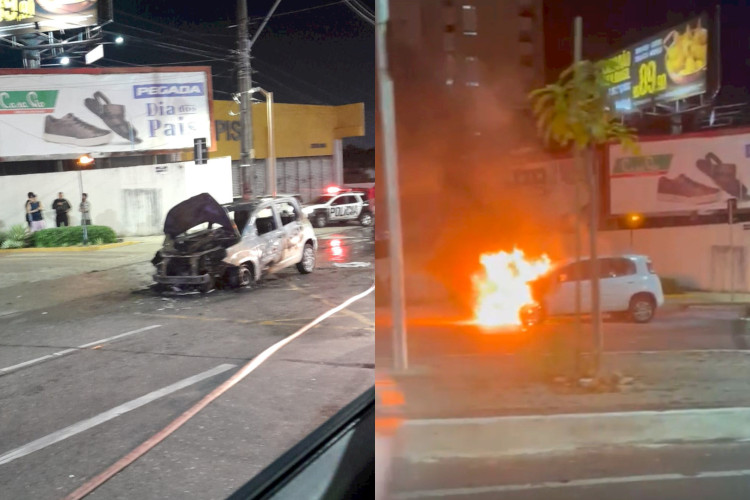 Carro incendeia na avenida Engenheiro Santana Júnior