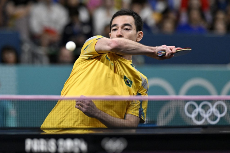 Hugo Calderano enfrentou o sueco Truls Moregaardh na semifinal do tênis de mesa na Olimpíada de Paris