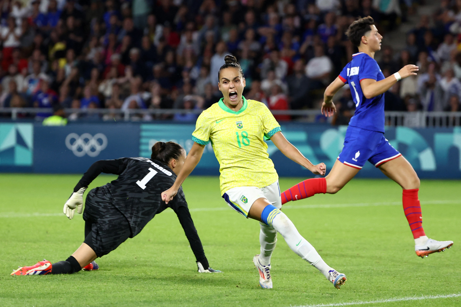 Gabi Portilho marcou o gol do triunfo do Brasil diante da França nas Olimpíadas de Paris-2024 pelas Olimpíadas de Paris-2024.  (Foto: Romain Perroucheau/AFP)