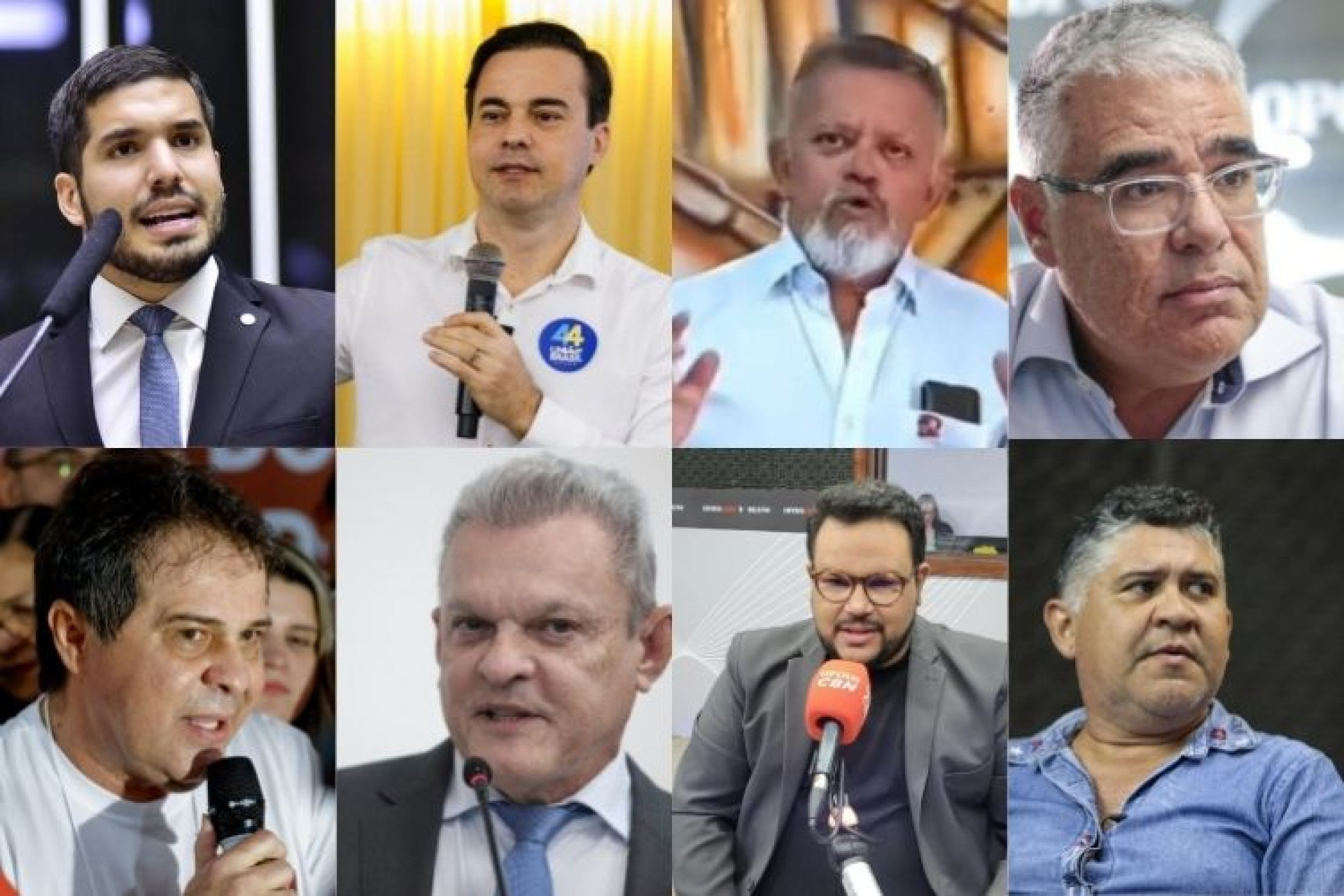 André Fernandes, Capitão Wagner, Chico Malta, Eduardo Girão, Evandro Leitão, José Sarto, Técio Nunes e Zé Batista
 (Foto: Montagem/O POVO)