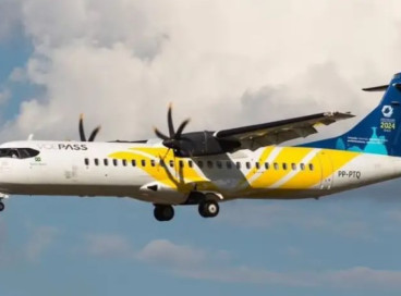 A aeronave do modelo ATR 72-500 geralmente utilizada para rotas regionais  