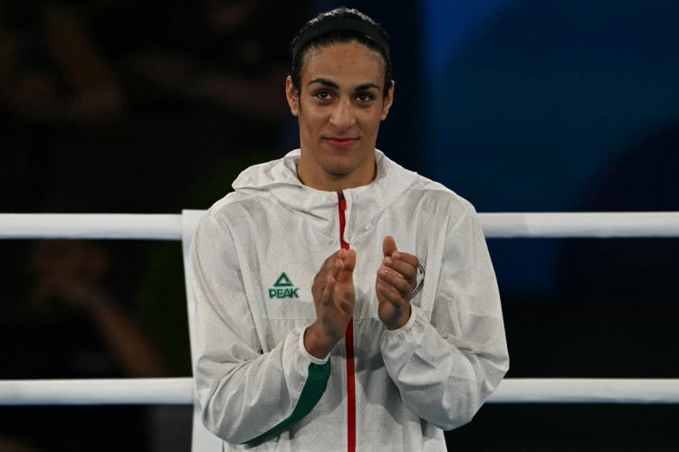 A boxeadora argelina Imane Khelif nas Olimpíadas de Paris 2024 