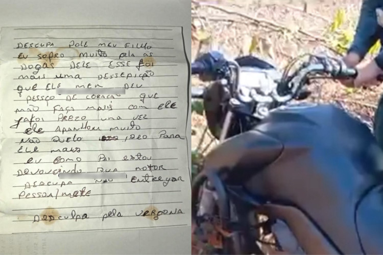 Moto foi encontrada com um bilhete do pai do suspeito do crime em Camocim, no interior do Ceará