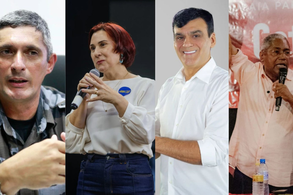 Candidatos a prefeito de Caucaia, Coronel Aginaldo, Emilia Pessoa, Naumi Amorim e Waldemir Catanho(Foto: Júlio Caesar/O POVO;  Aurelio Alves/O Povo; Divulgação/ascom Naumi Amorim; Samuel Setubal/O Povo)