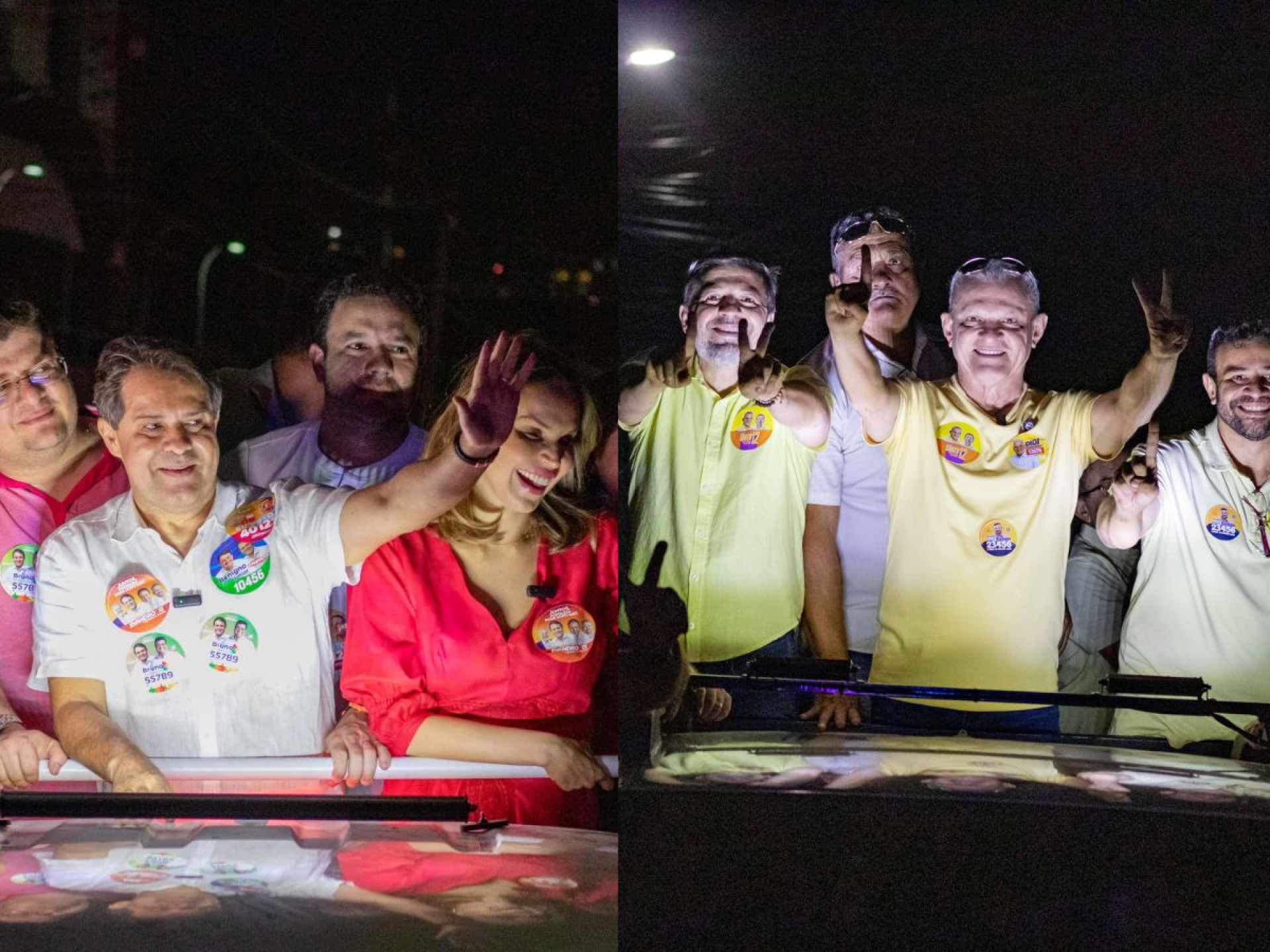 Evandro e Sarto fizeram carreatas e percorreram ruas de Fortaleza no primeiro dia de campanha  (Foto: Samuel Setubal/ O POVO)