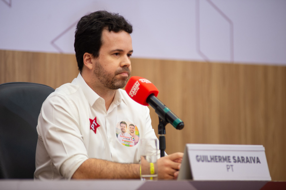 20-08-2024. Barbalha, Ceará. Guilherme Saraiva (PT) participou do debate do O POVO para a prefeitura de Barbalha(Foto: Jorge Vitor/especial para O POVO)