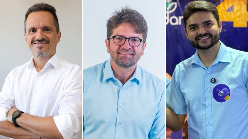 André Barreto (PT), Dr. Aloísio (União) e Lucas Brasil (PSDB) participam do debate nesta quarta-feira, 21