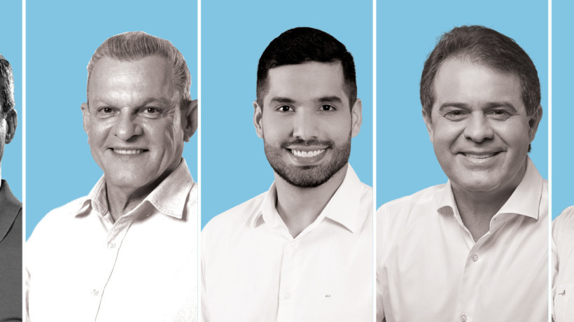 Candidatos a prefeito de Fortaleza em 2024: Capitão Wafner (União) , José Sarto (PDT), André Fernandes (PL), Evandro Leitão (PT) e Eduardo Girão (Novo). 
