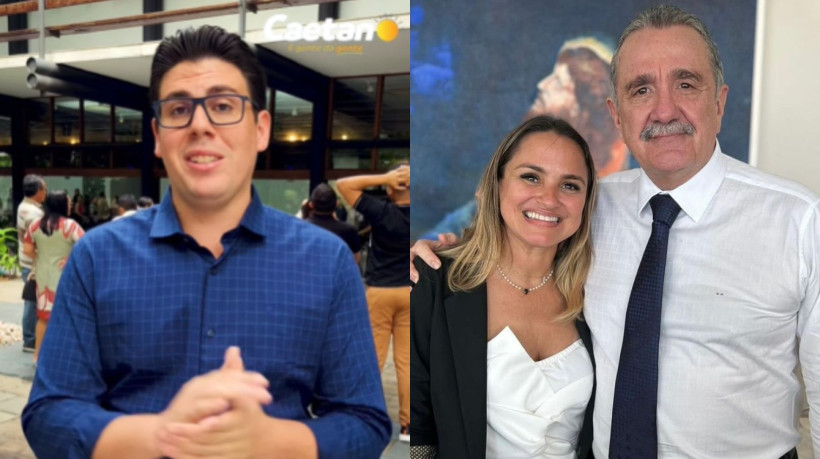 Caetano Neto (Republicanos) e Roberta Cardoso ao lado de Bismarck Maia, ambos do Podemos