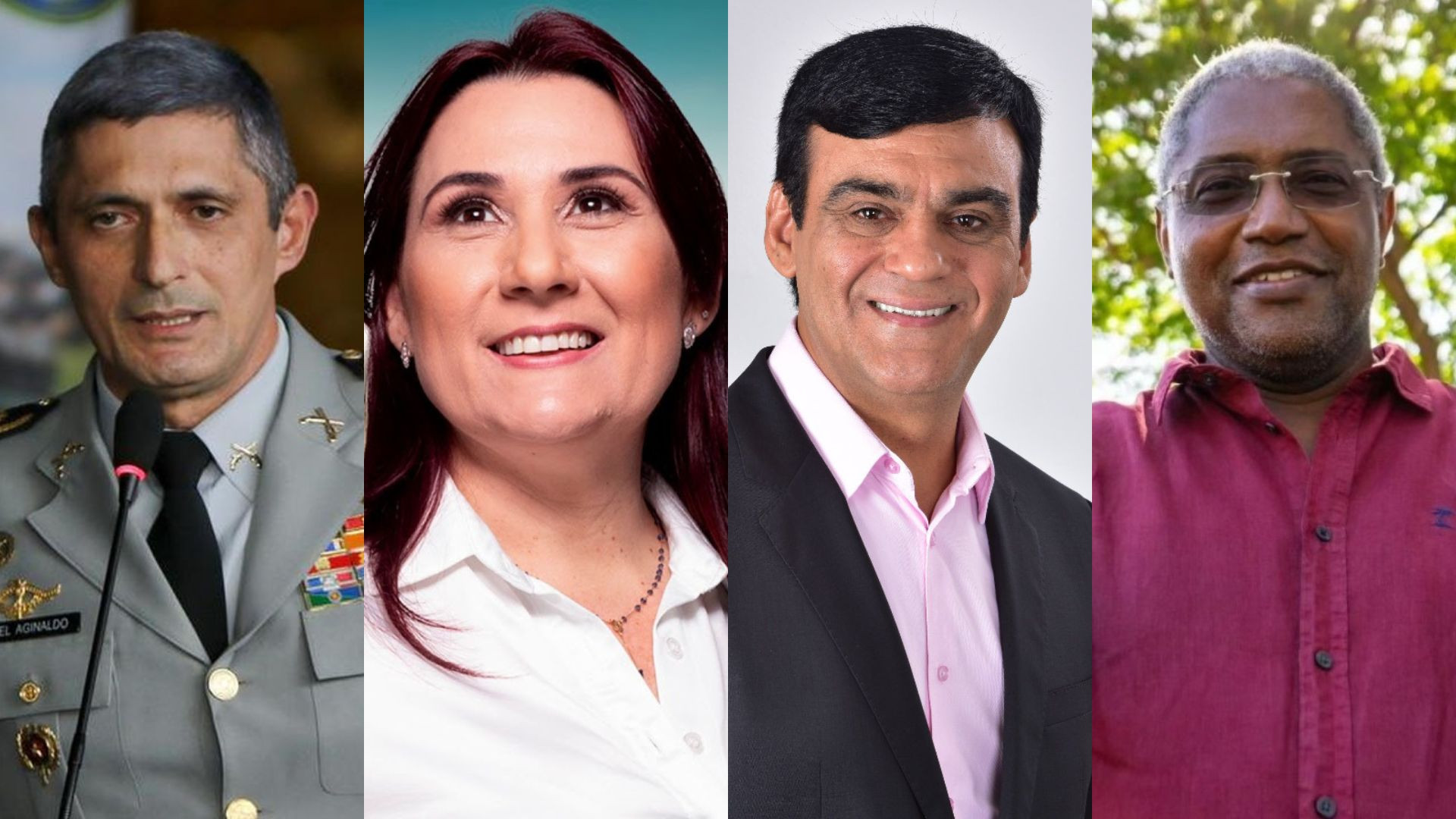 Coronel Aginaldo (PL), Emília Pessoa (PSDB), Naumi Amorim (PSD) e Waldemir Catanho (PT) se enfrentam em debate nesta quarta-feira, 28(Foto: Montagem/O POVO)