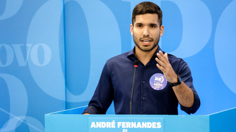 FORTALEZA, CEARÁ, BRASIL-27.08.2024: Andre Fernandes. Debates O POVO, apresentado por Italo Coriolano,  na OAB, no bairro Guararapes. (Aurélio Alves/ O POVO)