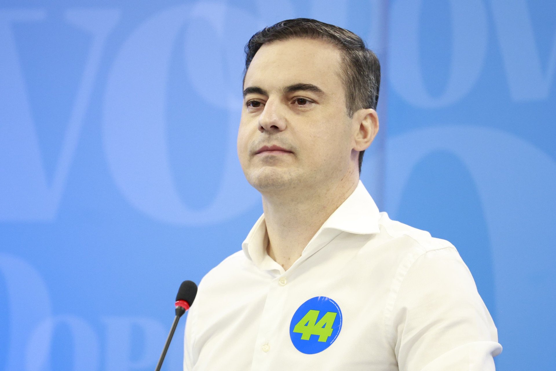 Candidato do União Brasil, Capitão Wagner, no debate promovido pelo O POVO (Foto: Fco Fontenele/O POVO)