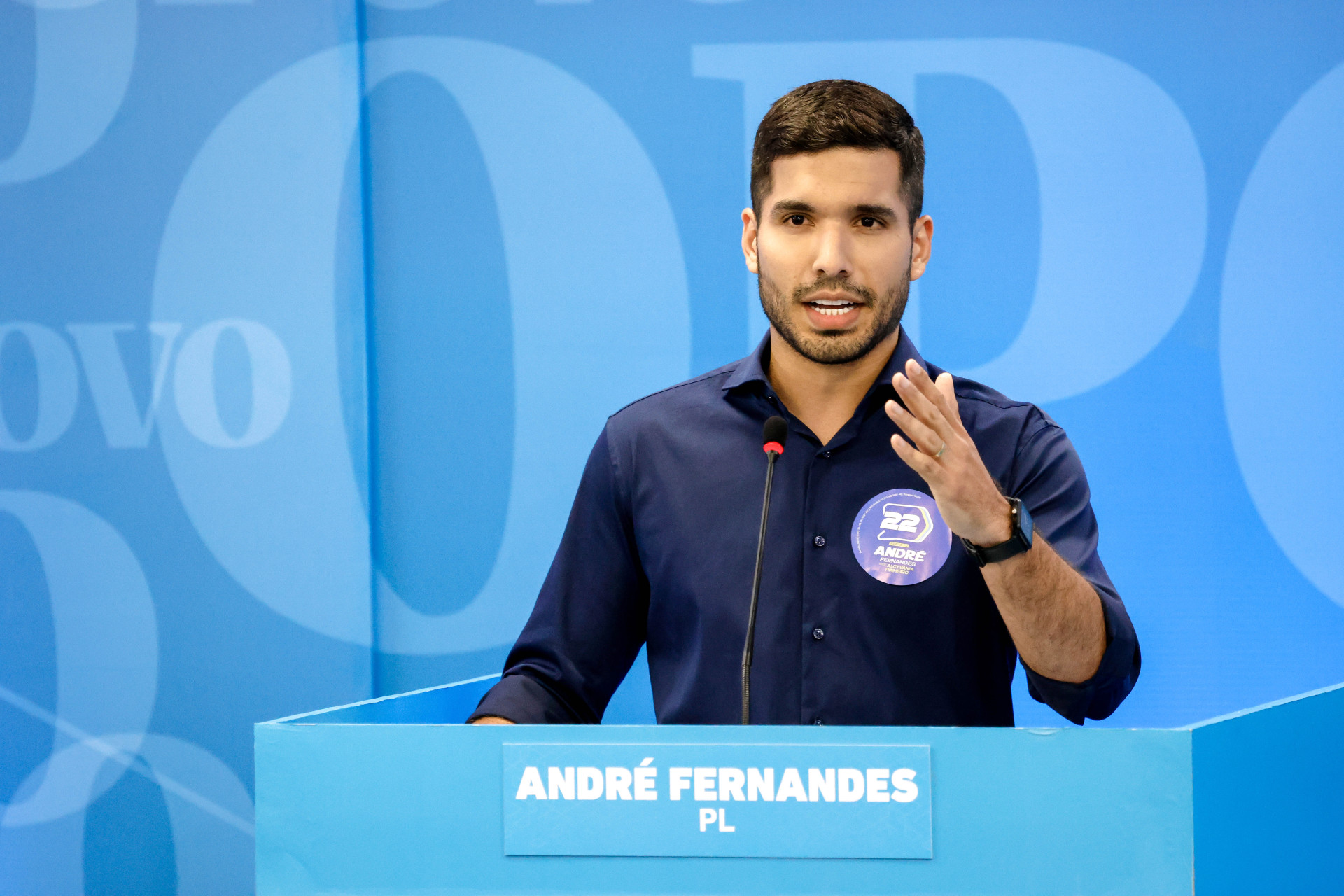 FORTALEZA, CEARÁ, BRASIL-27.08.2024: Andre Fernandes. Debates O POVO, apresentado por Italo Coriolano,  na OAB, no bairro Guararapes. (Aurélio Alves/ O POVO) (Foto: AURÉLIO ALVES)