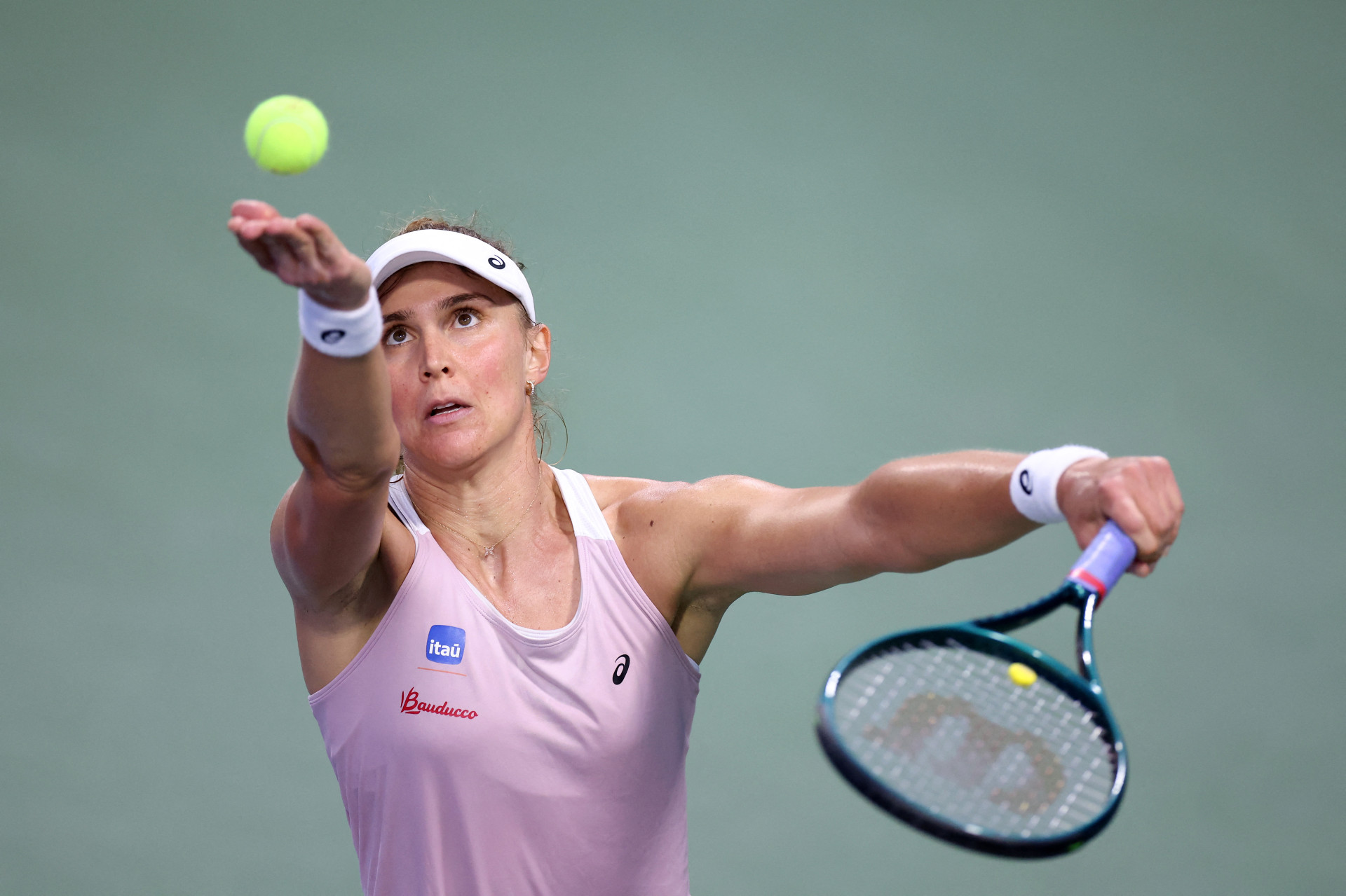 Tenista brasileira Bia Haddad em jogo da primeira rodada do US Open 2024 (Foto: Luke Hales / GETTY IMAGES NORTH AMERICA / Getty Images via AFP)