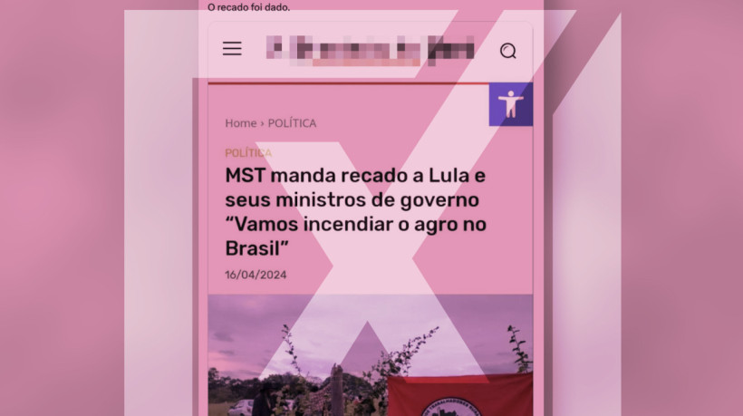 Não há registro de envolvimento do MST nas queimadas ou de declarações deste tipo por lideranças da entidade